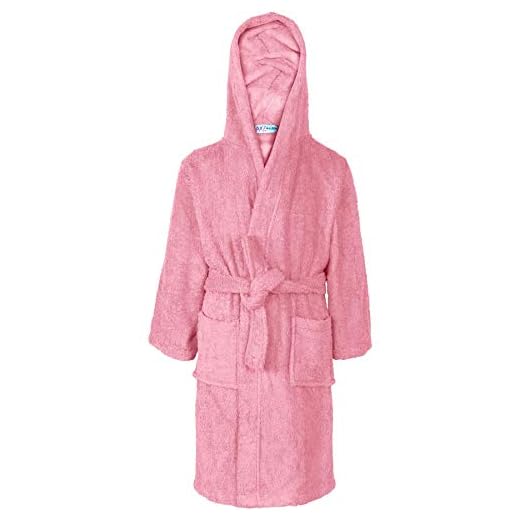 A2Z 4 Kids Badrock för barn flickor 100 % bomull babyrosa frotté med huva handduk lyxiga kläder morgonrock myskläder ålder 2 3 4 5 6 7 8 9 10 11 12 13 år