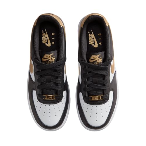 Image of Nike Air Force 1 Big Kids' Shoes (Black /Black /White /Metallic Gold)