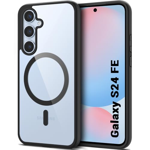Image of TheGiftKart Hybrid Back Cover Case for Samsung Galaxy S24 FE 5G Compatible with MagSafe | Shockproof Design | Hard Transparent Back Cover Case for Samsung Galaxy S24 FE 5G (PC & TPU, Black Sides)