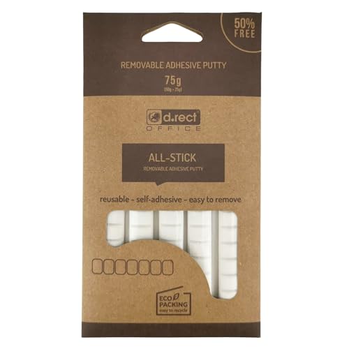 D.RECT Klebepads Strips Stark - Wieder Ablösbar - Klebeknete Formbar - Blister mit 80 Pads - Selbstklebend ALL-STICK Klebestreifen - Kleben Powerstrips Weiß - Klebepunkte für Poster