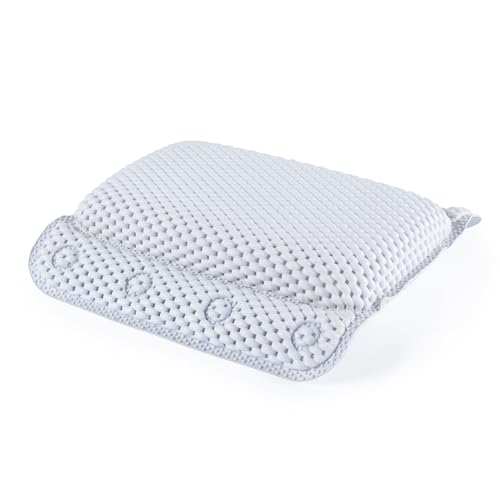Beldray LA032715UFFEU7 Anti Bac Bath Pillow - Easy to Clean, Secure Suction Cups, Relaxing Cushioned Design, Stylish, Treated with Thiabendazole & Zinc Pyrithione, Supports Head & Neck While Bathing