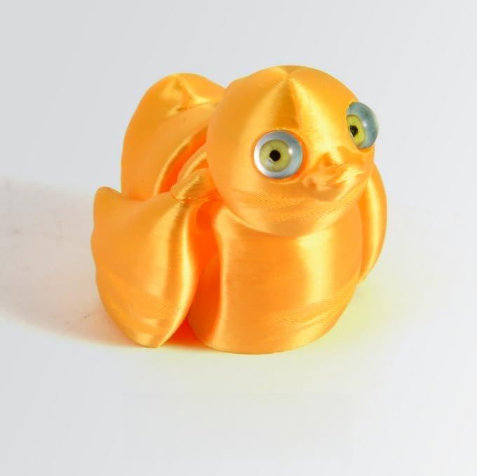 3D Printed Fish Figurines, Metallic Blue and Iridescent Colors, 2-Piece Set (Silk Gold)