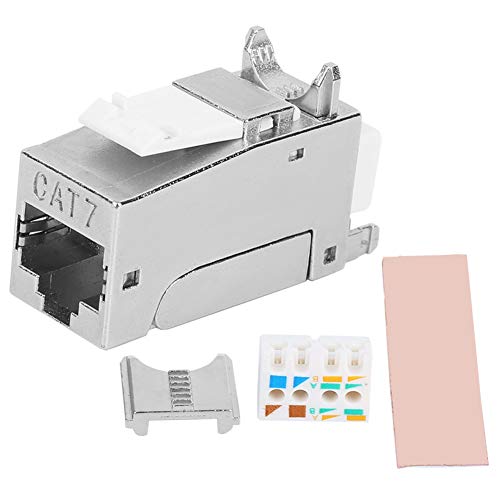 Jinlorion CAT7 Module Network 90 Degree Gigabit Shielded RJ45 Information Module, No Punch Down Tool, Zinc Alloy Construction, Dust Cover Included, for Structured Cabling Systems