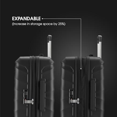 Maleta Crescent Cabin Trolley Bag 55 cms, 8 Spinner Wheels,TSA Lock Lightweight Luggage Trolley Bags for Travel Suitcase for Travel Bags for Travelling (Black, Cabin-Small)3