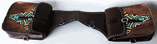 Horse Saddle Bag Cowhide Genuine Leather Western Equestrian Trail Tooling Carving Horse Saddle Bag Tooled Carved Pack Equipment Horse Saddle Bags Size: 10” L x 10” W x 3 ½” D inches, CRVD139