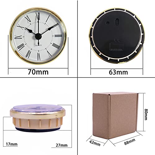 BYNYXI Retro zegar ścienny, okrągły zegar ścienny z liczbami rzymskimi klasyczne zegary ścienne z metalowym szkieletem cichy do sypialni salon biuro, 7x7x3cm (Typ 2)