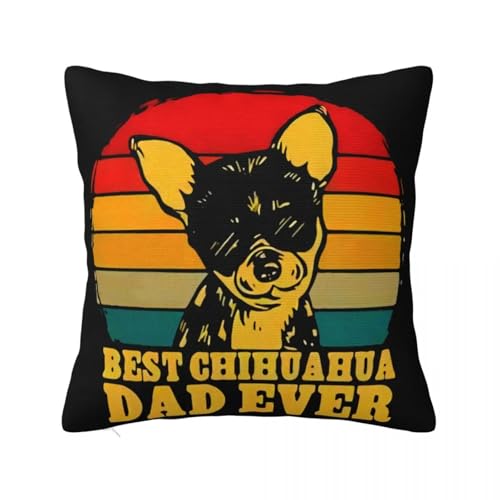 Taie d'oreiller vintage avec inscription « Best Chihuahua Dad Ever » - Cadeau pour homme