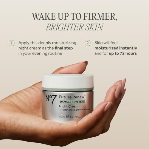 No7 Future Renew Damage Reversal Night Cream - Anti Aging Face Moisturizer - Infused with Peptide Technology to Reverse Visible Signs of Damage - Skin Barrier Repair for Dry Skin (1.69 Oz) - Image 6