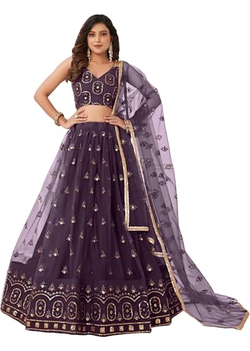 Lehenga 12516 en filet papillon brodé avec effet miroir chic pour femme