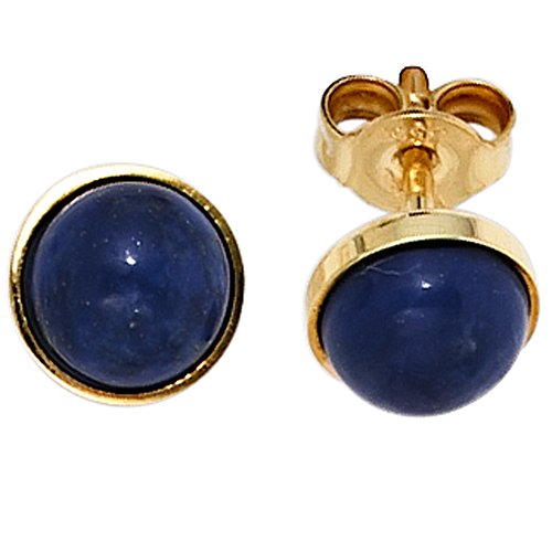 Jobo Damen-Ohrstecker aus 8 Karat 333 Gold mit Lapislazuli Rund