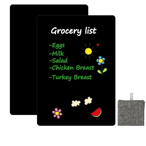 Hisredsun A4 2 Pcs Magnetic Dry Erase Whiteboard Sheet for Fridge,Chalkboard Small Magnet Fridge Message Boards White 8 Pens，1 Eraser