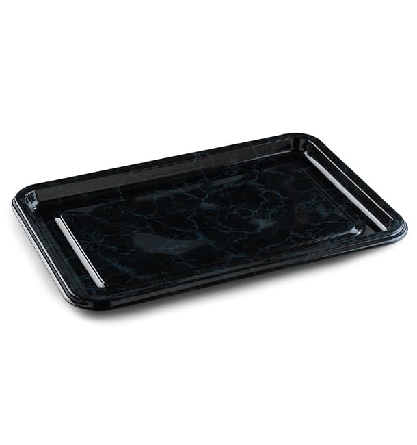 10 Bandejas Rectangulares de Plástico, 55x37cm, Color Negro, Bandejas Reutilizables, Platos para Aperitivos, Catering o Eventos, Restaurante y Hostelería