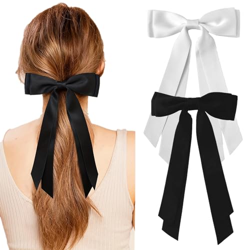 2Pack Satin Hair Bow Clips, Ribbon Hair Clips for Women & Girls, Cute Hair Clips Bows