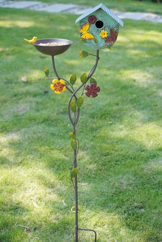 HLQMFHT Banhos de pássaros de 132 cm H para ambientes externos, tigela de banho de pássaro de metal,