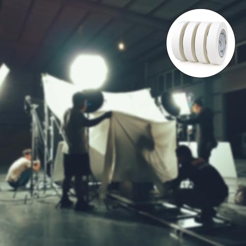 Image of BOMEI PACK White Gaffer Tape, Matte Non-Reflective, 4 Pack 1inch x 30yds No Residue Hand Tear Self-Adhesive Gaffer Tape for Labeling,Photo Studio, Painters