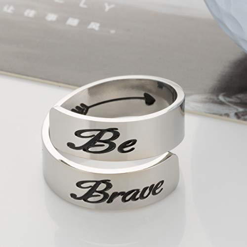 Omodofo Inspirational Motivational Ring Adjustable Personalized Stainless Steel Spiral Wrap Twist Ring Encouragement Personalized Jewelry Birthday Gifts For Girls (Be Brave) #TOP1
