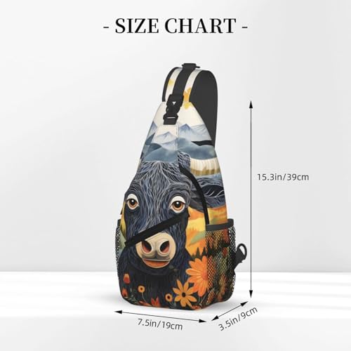 Bolso bandolera con estampado de vaca para mujer y hombre miniatura 3