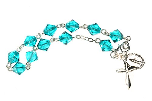 Womens Rosary Bracelet Made With Zircon Blue Austrian Crystals (December) #TOP3