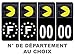 HADEXIA Pack 2 Paires Autocollant Stickers Plaque d'immatriculation Prenium Pacman Noir - Numéro Personnalisé