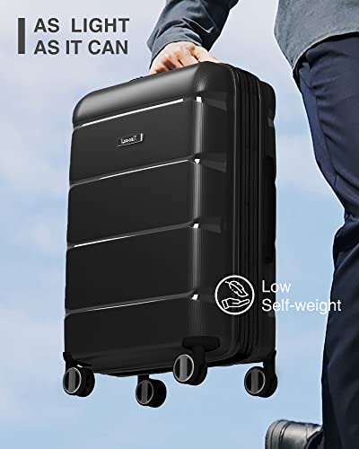 Luggex 20 Inch Carry On Luggage Airline Approved - Pp Expandable Hard Shell Luggage - Travel Suitcase With Wheels, Lightweight (Black Suitcase) #TOP1