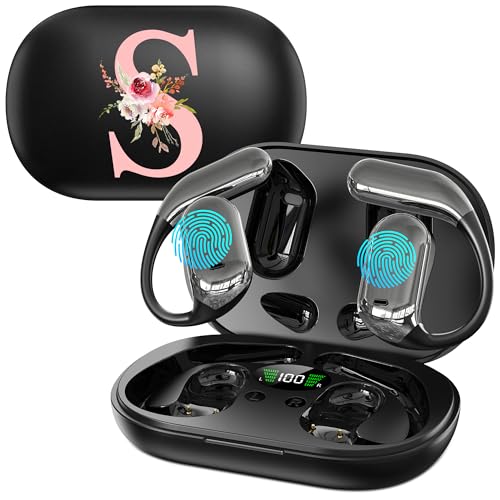 Personalized Wireless Earbuds,AI Translation Earbuds,Real-Time Language Translator Earbuds with Floral Initial Design,3-in-1 Wireless Bluetooth Noise Cancelling In-Ear Headphones,Gift for Mother's Day