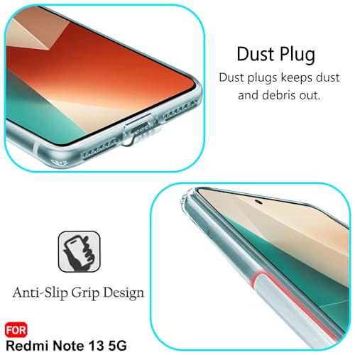 Image of TheGiftKart Back Cover Soft Case for Mi Redmi Note 13 5G | Best Camera Protection | Inbuilt Dust Plugs & Anti-Slip Grip | Ultra Slim Back Cover Case for Redmi Note 13 5G (Silicone, Transparent)
