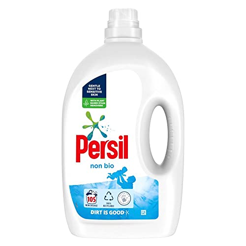 Persil Non Bio 100% recyclable bottle Laundry Washing Liquid Detergent tough on stains, gentle next to sensitive skin 105 wash 2.835 l
