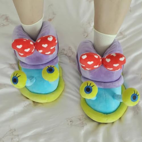 LIZIFIMO Women's Winter Lovely Warm Gary Snail Shape Cotton Slippers Girls House Indoor Plush Shoes2
