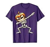 Halloween Boys Dabbing Skeleton Scary Pumpkin T-Shirt