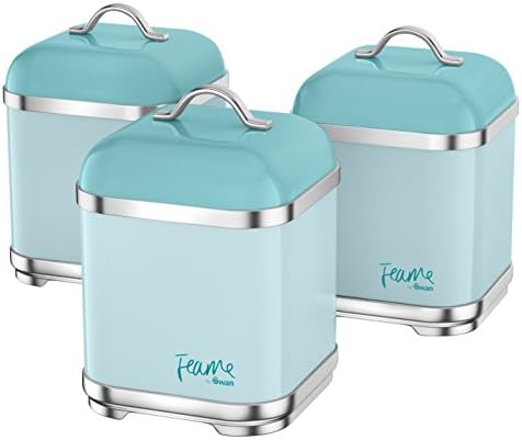 Swan Retro Kitchen Storage Canisters, Iron, Grey, Set of 3