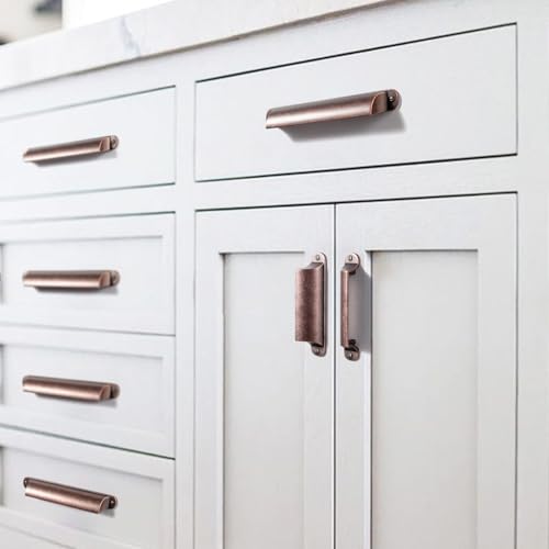 Goo-Ki Antique Copper Cabinet Cup Pulls Bin Drawer Pull 5.04"(128mm) c-c,6 Pack Bar Channing Cup Handles Zinc Alloy Kitchen Hardware,9628AC-128 by Goo-Ki - Image 8