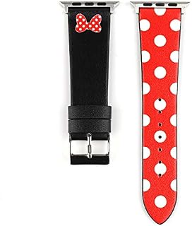 Lovely Polka Dot Leather Women Girls Replacement Band Compatible with Apple Watch Series