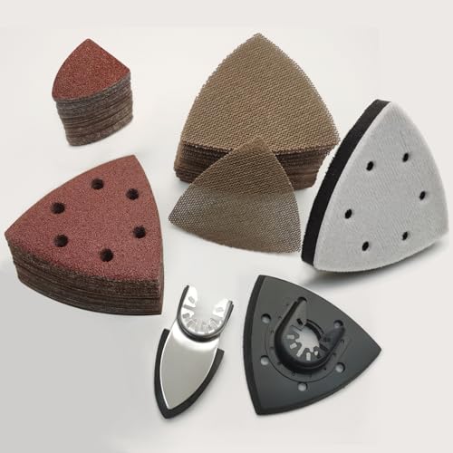 FOWOK 138Pcs Oscillating Tool Sanding Pads Kit, 2Pcs Sanding Pad and 1 Interface Pad 135Pcs Multitool Sandpaper Fit for Finishing Detail Sanding -FOTS138