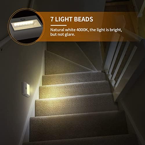 Stick-On Night Lights, [2 Pack] Motion Sensor Lights Indoor with 3 Modes (AUTO/ON/Off), Battery Powered Cupboard Lights Built-in Magnet for Bedroom, Bathroom, Kitchen, Hallway, Stair, Natural White