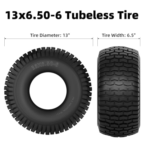 RONPOW 13x6.50-6 Tubeless Lawn Mower Tires, 13x6.5-6 Zero Turn Turf Tire, 4 Ply Rubber Pattern 13x6.50x6 Garden Tractor Tires for Residential and Commercial, 2Pack Tubeless, Load 480LBs by RONPOW - Used condition - Image 3