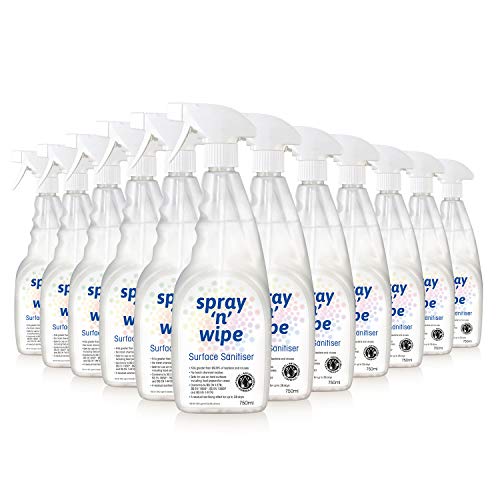 Spray N Wipe | Antibacterial Spray Cleaner | 750ml (12 Pack) | Kitchen & Bathroom Anti Bac Cleaner & Sanitiser | Tested & Certified | Sanitising Effect up to 28 days