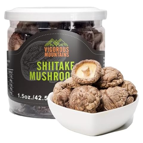 VIGOROUS MOUNTAINS Dried Shiitake Mushrooms for Cooking, 2-3CM Dehydrated Mushrooms, Dry Fresh Vegan No Fumigation Sulfur (1.5Oz) Cover