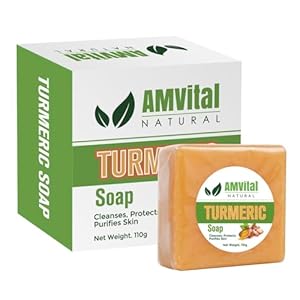 Turmeric Soap Bar for Face & Body-Acne, Dark Spots, Smooth Skin, Natural Handmade Soap For All Skin Types For Men and Women(3.88 oz)