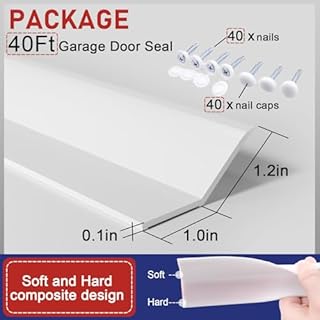 Garage Door Seal Top and Sides - 40 Ft Garage Door Weather Stripping Side Seal, Heavy Duty Weatherproof TPE, Insulates, Prevents Drafts, Easy Installation for Homeowners and DIYers