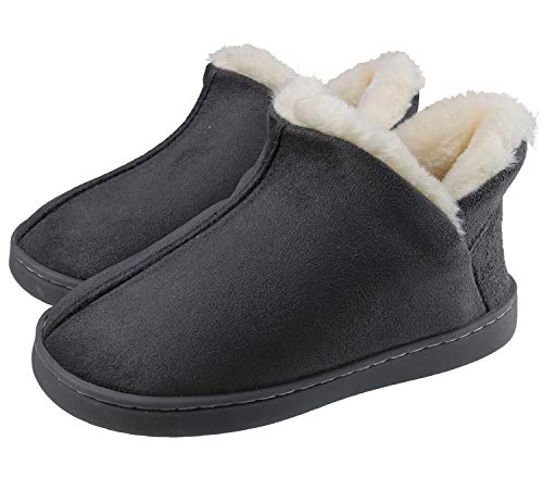 Boy's Girl's Winter House Slippers Kids Indoor Outdoor Warm Plush Slippers Boots Anti-Slip Home Shoes (Toddler/Little Kid) Dark Gray