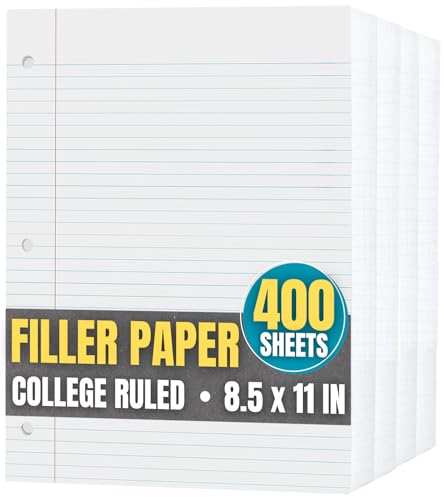 1InTheOffice Loose Leaf Paper College Ruled, Filler Paper 8 1/2