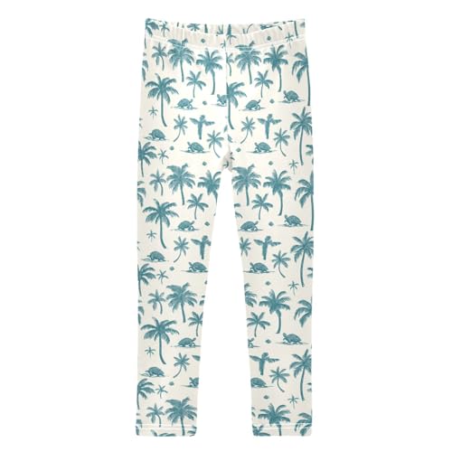 Girls Leggings Soft Toddler Ankle Length Bottoms Tropical Trees Turtles Kids Dance Yoga Pants 4-10 Years