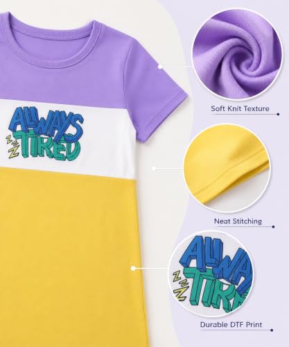 Image of KYDA KIDS 100% Pure Cotton Printed Round Neck Regular fit Half Sleeve Multicolor Long Top for Girls - (Pack of 1)