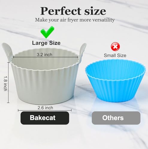 Bakecat Ramekins for Air Fryer, Air Fryer Egg Mould, Large Muffin Cases for Air Fryer (Pack of 12), Grey
