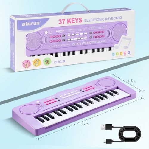 Keyboard Piano for Kids, BIGFUN 37 Keys Toddler Piano Multifunction Music Educational Instrument Toy, Electronic Kids Keyboard for 3-7 Year Old Girls and Boys (Purple) - Image 6