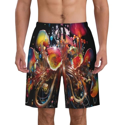 Abstract Trumpet Flower Men Beach Pants â€“ Swim Trunks for Men,Quick-Dry and Comfortable, Suitable for Beach, Surf, and Everyday Wear