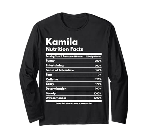 Kamila Valori nutrizionali Regalo Divertente Nome Personalizzato Kamila Maglia a Manica