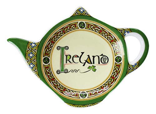 Royal Tara Porte-sachet de thé irlandais en porcelaine anglaise avec trèfle - 15 cm de large
