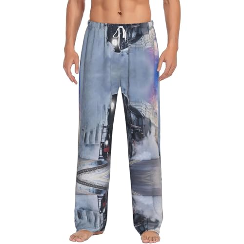 Pantalon de pyjama train à vapeur pour homme de S à 5XL, bas de détente noir avec poches latérales