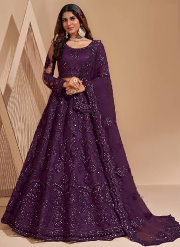 Image of ZAALIMA FASHION Women's Semi Stitched satin blend Lehenga Choli with Embroidered Pattern Unstitched Blouse and Dupatta Set | Women's Lehenga Cholis